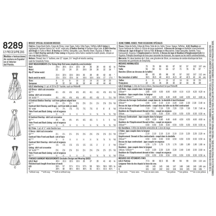 Simplicity Pattern 8289 misses special occasion dresses from Jaycotts Sewing Supplies