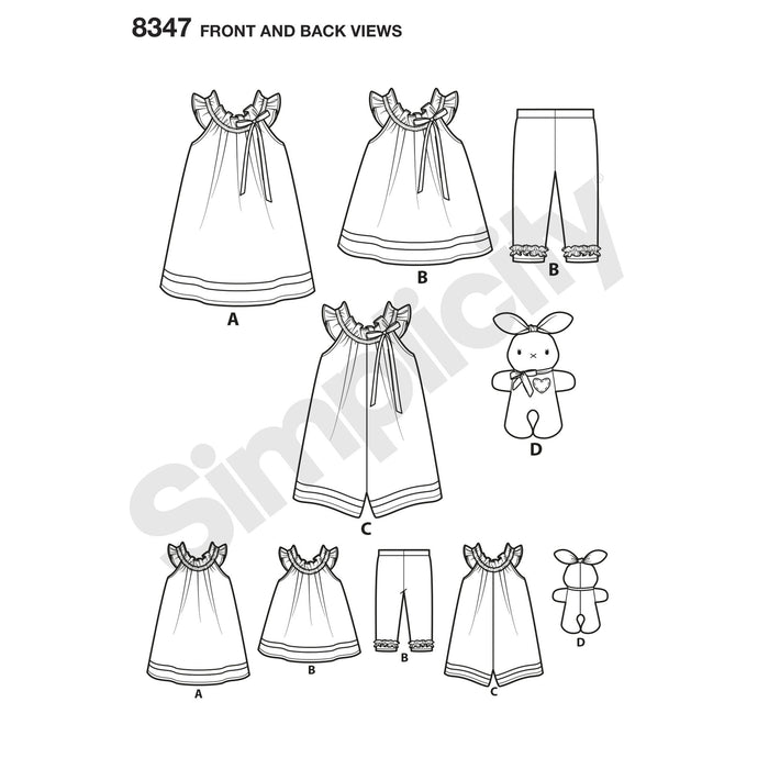 Simplicity Pattern 8347 toddlers dress top and knit capris from Jaycotts Sewing Supplies