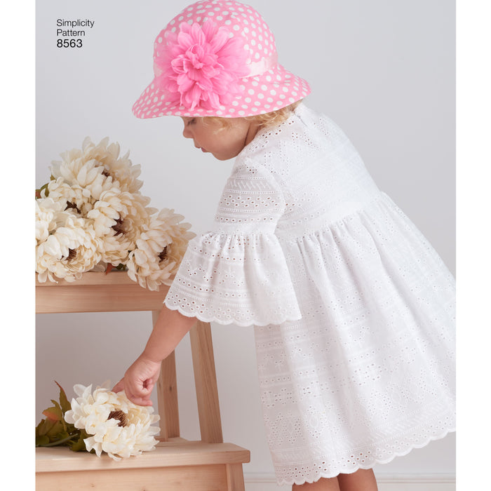 Simplicity Pattern 8563 | Toddler Dresses and Hat from Jaycotts Sewing Supplies