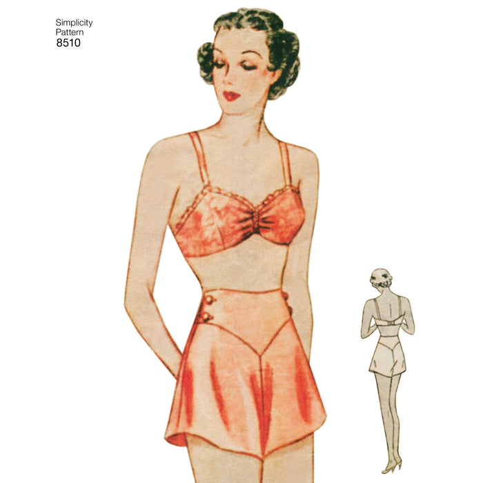 Simplicity Pattern 8510  miss vintage brassiere panties from Jaycotts Sewing Supplies