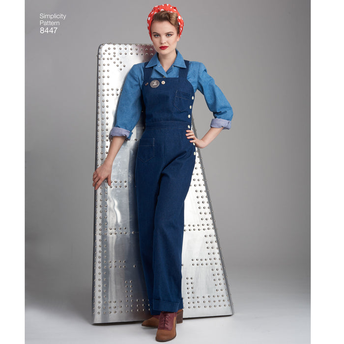 Simplicity Pattern 8447 vintage trousers overalls and blouses from Jaycotts Sewing Supplies