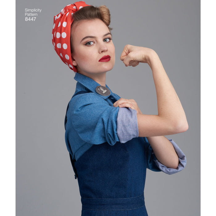 Simplicity Pattern 8447 vintage trousers overalls and blouses from Jaycotts Sewing Supplies