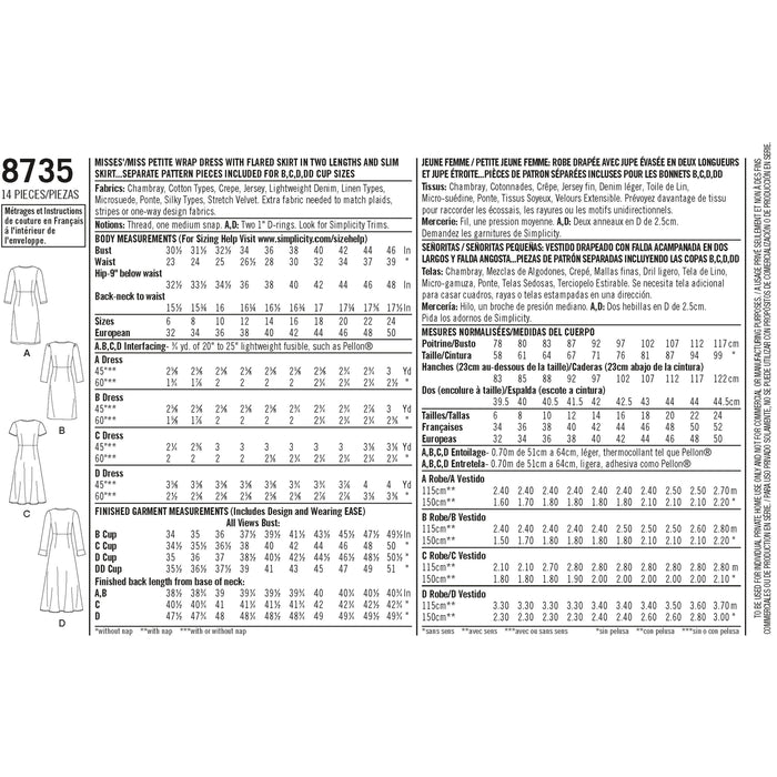 Simplicity Pattern 8735 petite wrap dress from Jaycotts Sewing Supplies