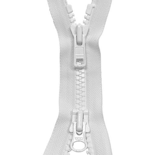 Open End Zip - TWO WAY Plastic WHITE from Jaycotts Sewing Supplies