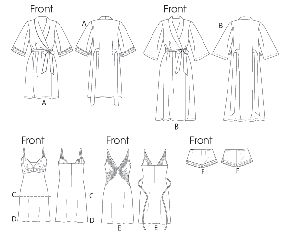 Vogue Pattern 8888 Misses' Robe, Slip, Camisole and Panties from Jaycotts Sewing Supplies
