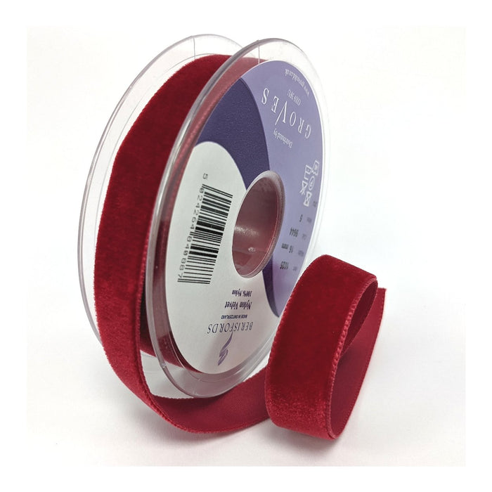 Berisfords Velvet Ribbon, Scarlet from Jaycotts Sewing Supplies